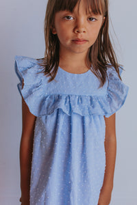little girls blue ruffle dress