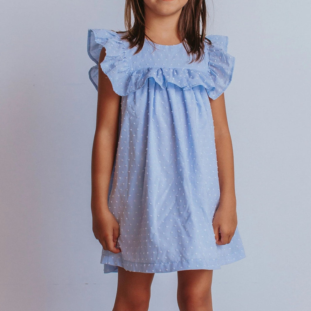 little girls blue ruffle dress