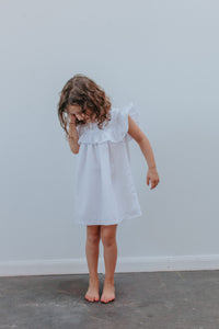 girls white cotton ruffle dress