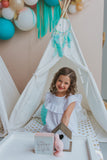 Girl's White Cotton Swiss Dot Ruffle Dress