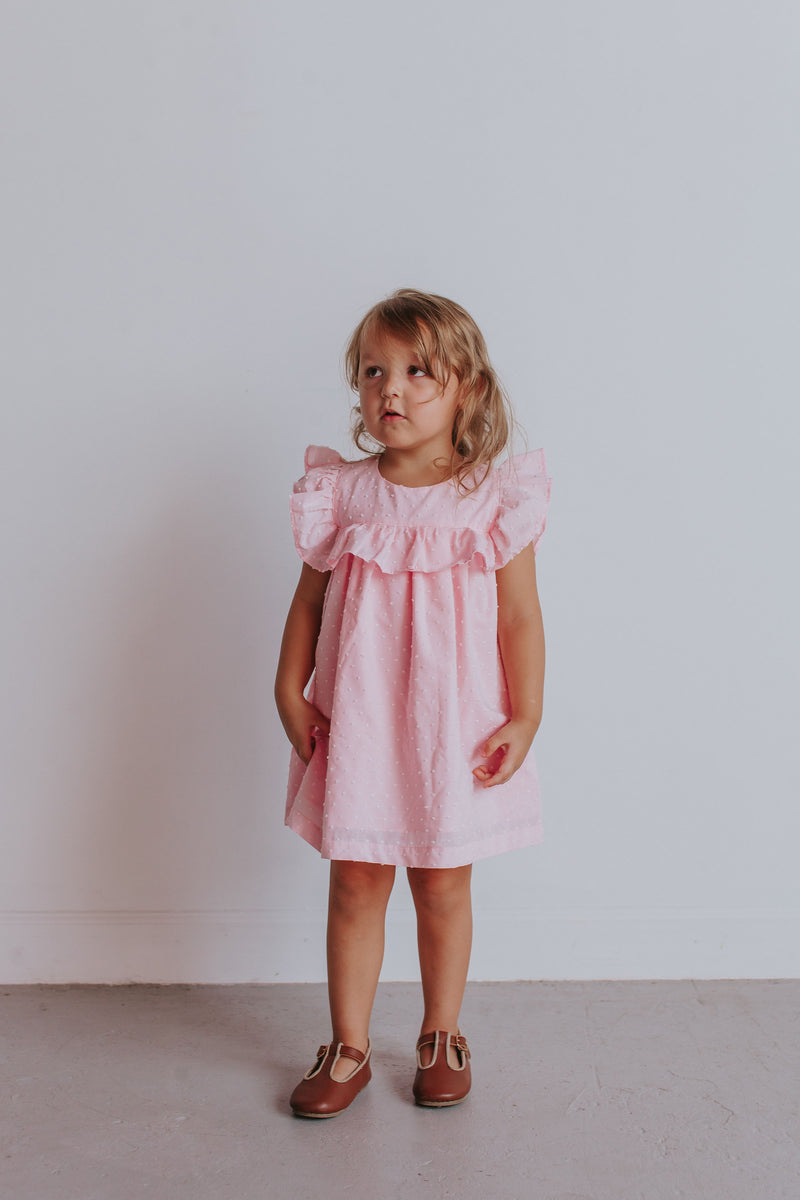 Little Girl's Pink Swiss Dot Ruffle Dress – cuteheads