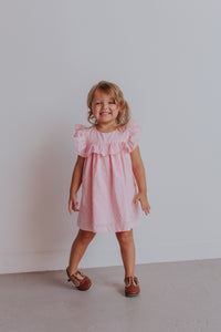 pink ruffle little girls dress