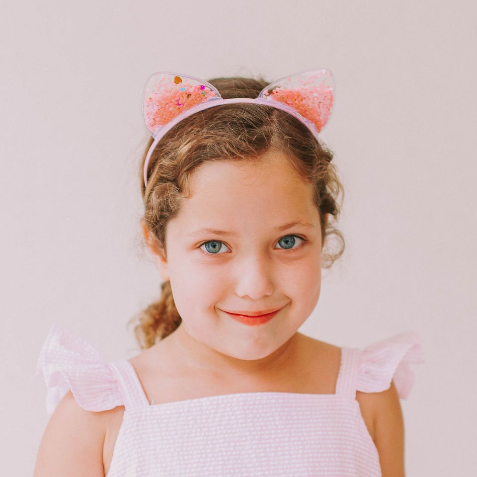 little girls sparkly cat ears headband