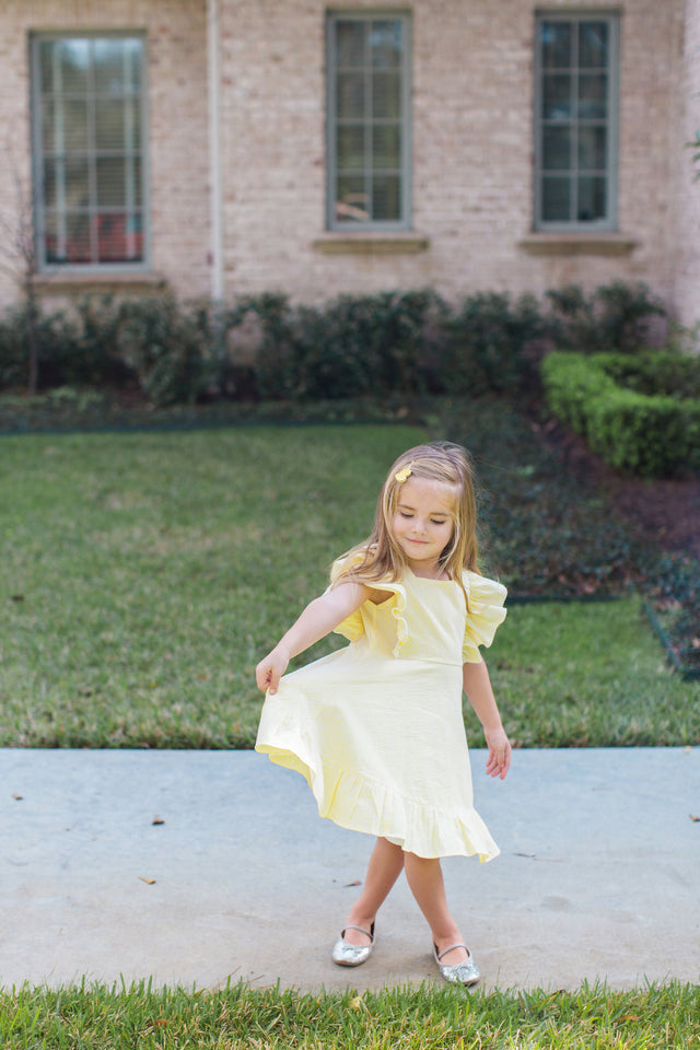 yellow seersucker dress