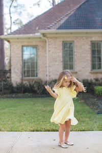 little girls yellow seersucker dress