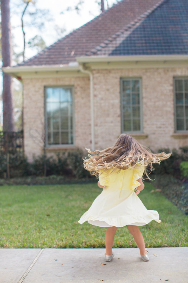 girls yellow ruffle dress