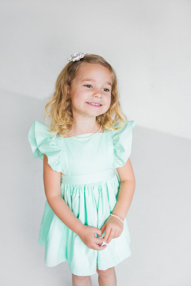 Little Girl s Mint Green Cotton Vintage Inspired Pinafore Dress