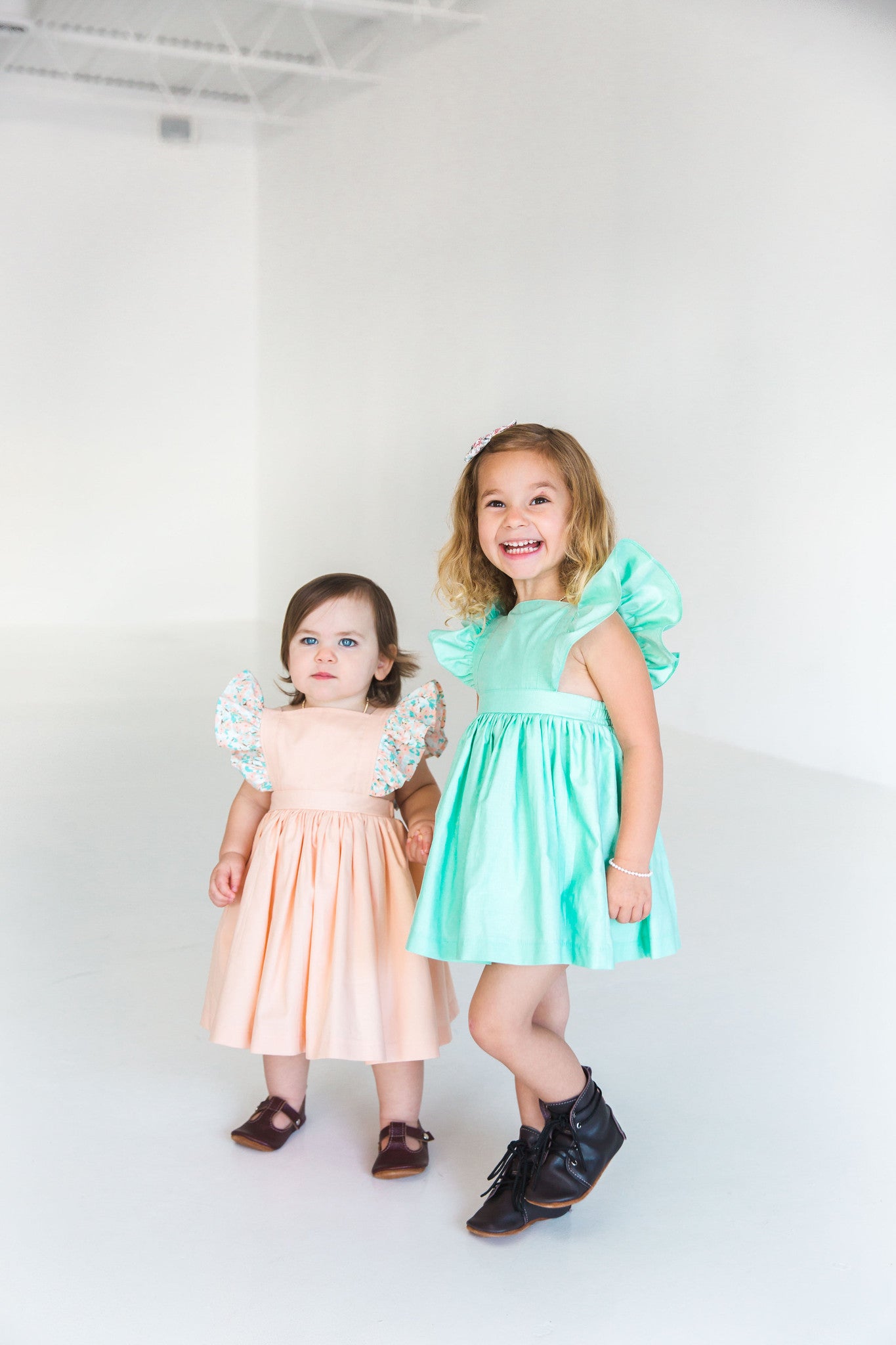 Little Girl s Mint Green Cotton Vintage Inspired Pinafore Dress cuteheads