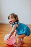 chambray little girls bubble romper