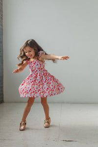 little girl's balloon print flutter sleeve dress