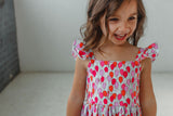 Little Girl's Multicolor Balloon Print Flutter Sleeve Dress