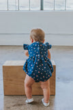 Infant Girl's Blue and Pink Ditsy Flower Bubble Romper