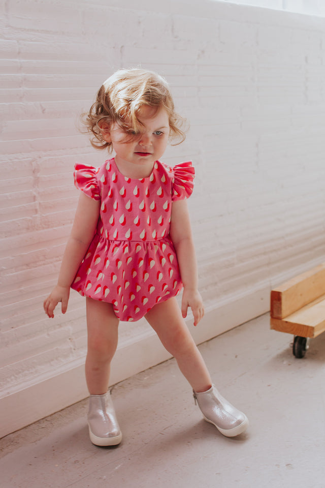 Infant Girl's Pink Retro Romper