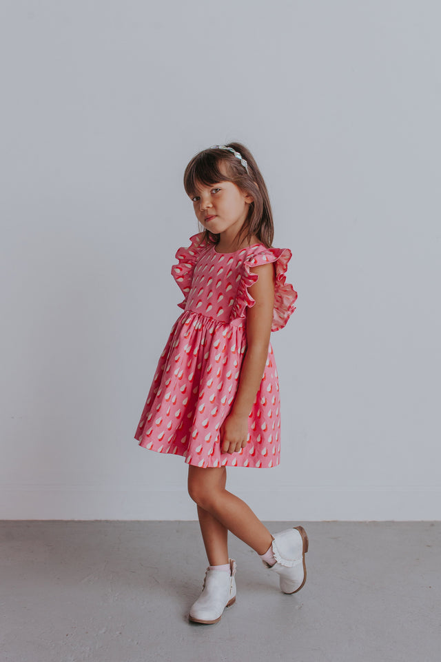 little girl's pink raindrop dress