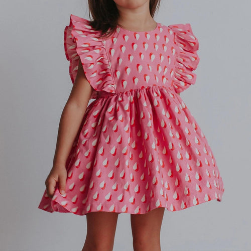 little girls pink raindrop dress