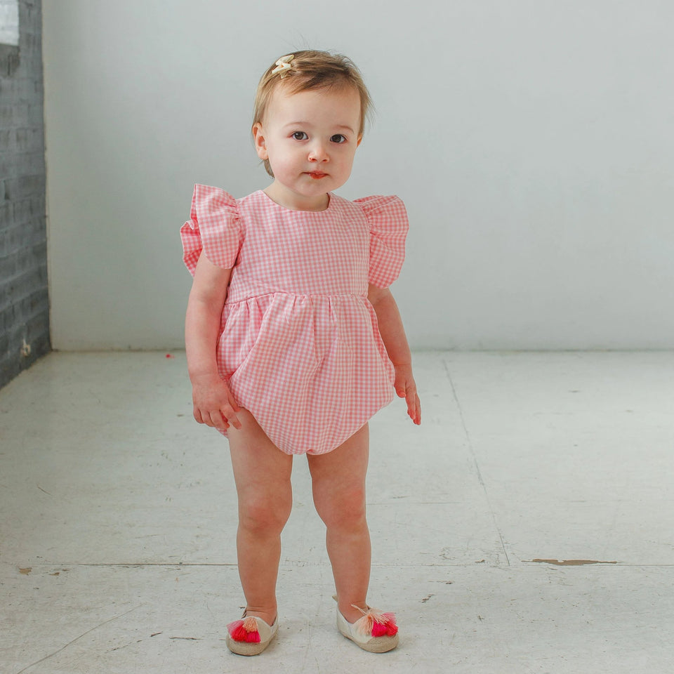 Gingham baby romper sale