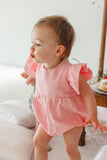 Infant Girl's Pink Gingham Ruffle Sleeve Romper