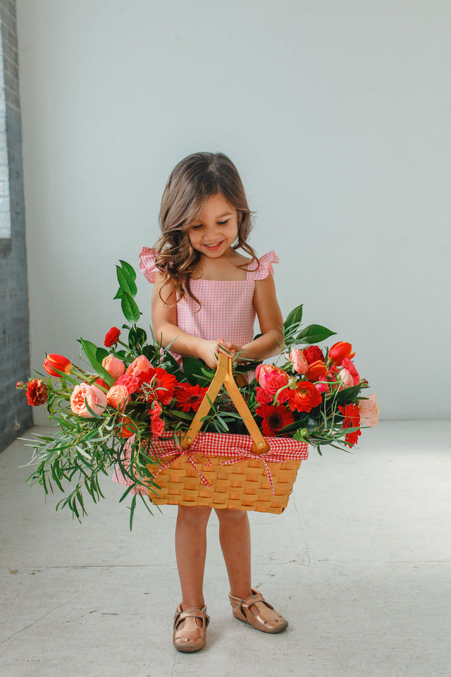 Little Girl's Pink Gingham Flutter Sleeve Dress