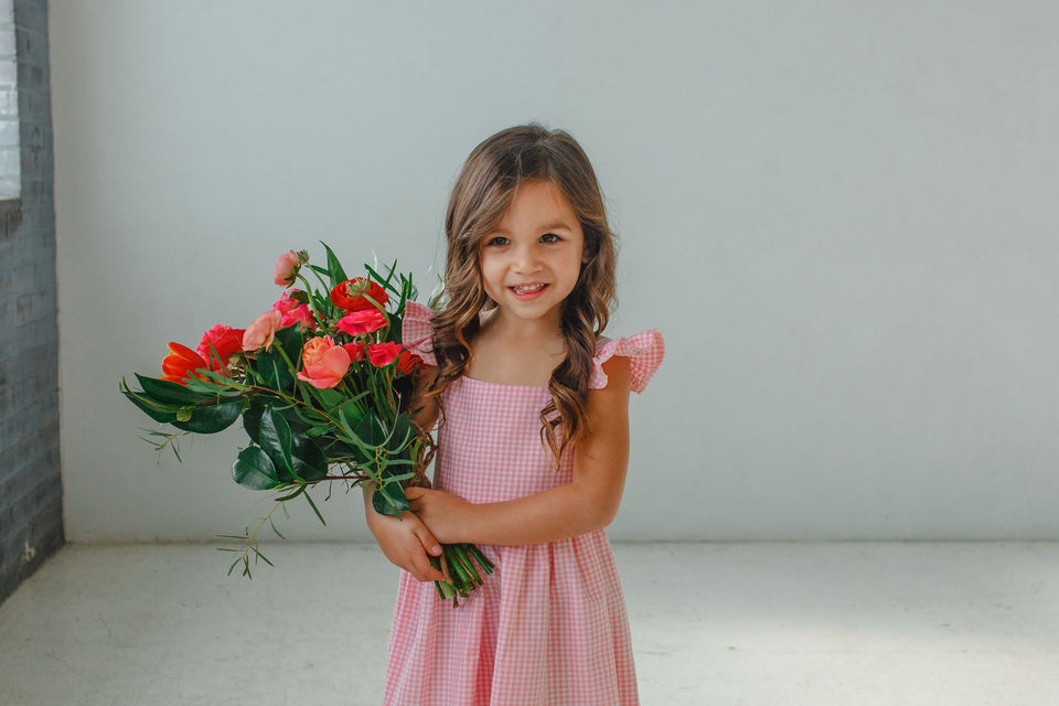little girls pink gingham dress
