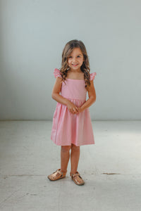 little girls pink gingham dress