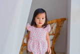 pink confetti bubble romper for baby