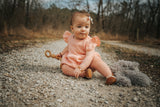 Infant Girl's Peach Pink Double Gauze Cotton Bubble Romper