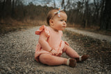 Infant Girl's Peach Pink Double Gauze Cotton Bubble Romper