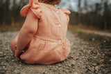 Infant Girl's Peach Pink Double Gauze Cotton Bubble Romper