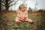 Infant Girl's Peach Pink Double Gauze Cotton Bubble Romper