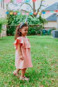 little girls pink ruffle dress