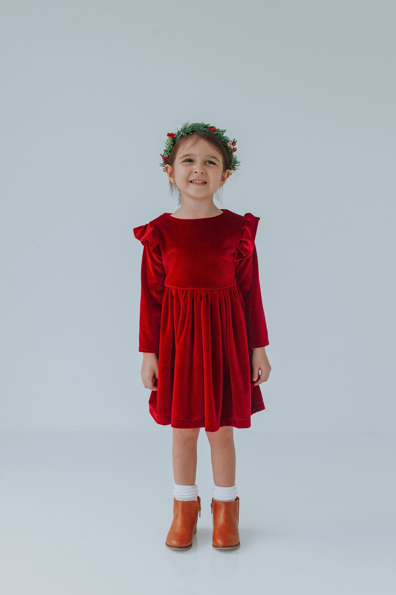 Girls red store velvet christmas dress