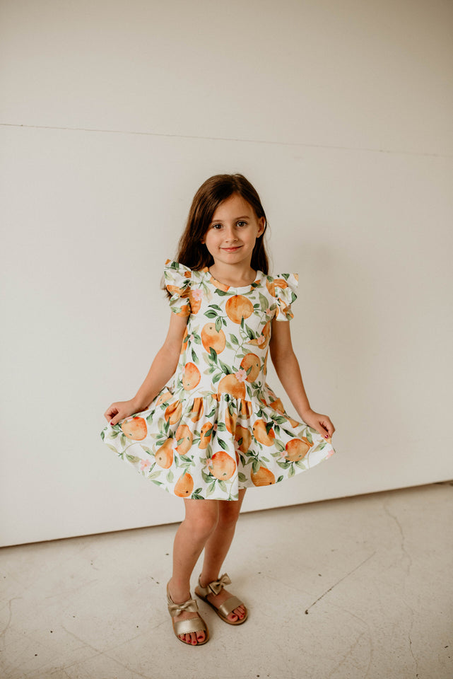 little girls flutter sleeve cotton jersey dresses