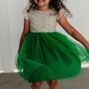 Little Girl's Kelly Green Rainbow Tulle Dress