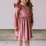 little girls pink velvet dress