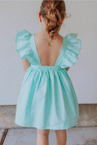 Little Girl's Mint Green Cotton Vintage Inspired Pinafore Dress
