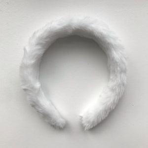 Little Girl's Cozy Faux Fur Fuzzy Fluffy Headband One Size in white
