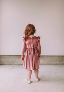 little girls pink velvet christmas dress