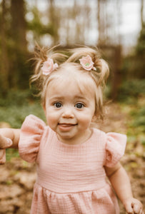 Infant Girl's Peach Pink Double Gauze Cotton Bubble Romper