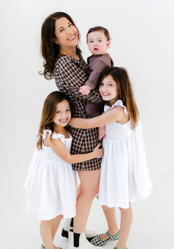 Little Girl’s White Double Gauze Cotton Flutter Sleeve Dress