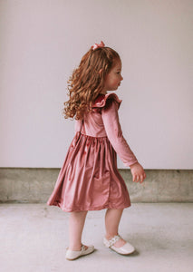 little girls pink velvet dress