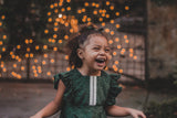 Girl's Green Crushed Velvet Christmas Dress