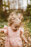 Infant Girl's Peach Pink Double Gauze Cotton Bubble Romper