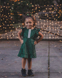 Girl's Green Crushed Velvet Christmas Dress