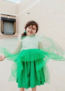 Little Girl's Kelly Green Rainbow Tulle Dress