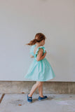 Little Girl's Mint Green Cotton Vintage Inspired Pinafore Dress
