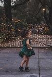 Girl's Green Crushed Velvet Christmas Dress