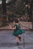 Girl's Green Crushed Velvet Christmas Dress