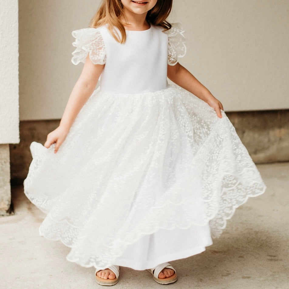 Kid Girls Flower Beaded Embroidered Birthday Ball Gown Party - Temu