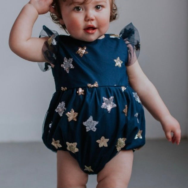 Baby girl navy best sale romper