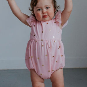 pink and gold romper